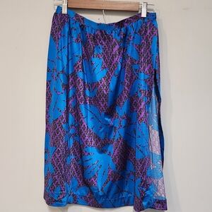 60-70's Union VTG Knee Length Vibrant Blue and Purple Floral Skirt